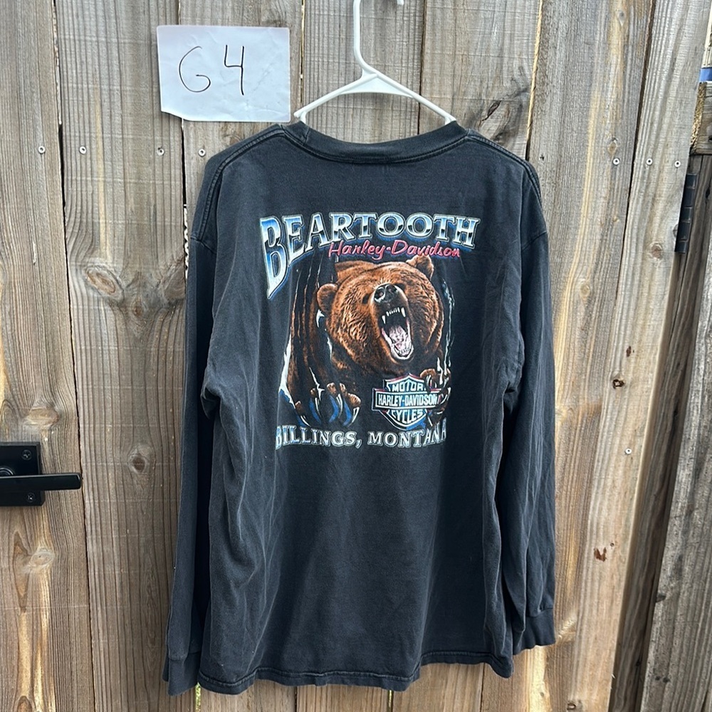 Harley-Davidson Black Long Sleeve Tee Bold Billings Montana Size XL